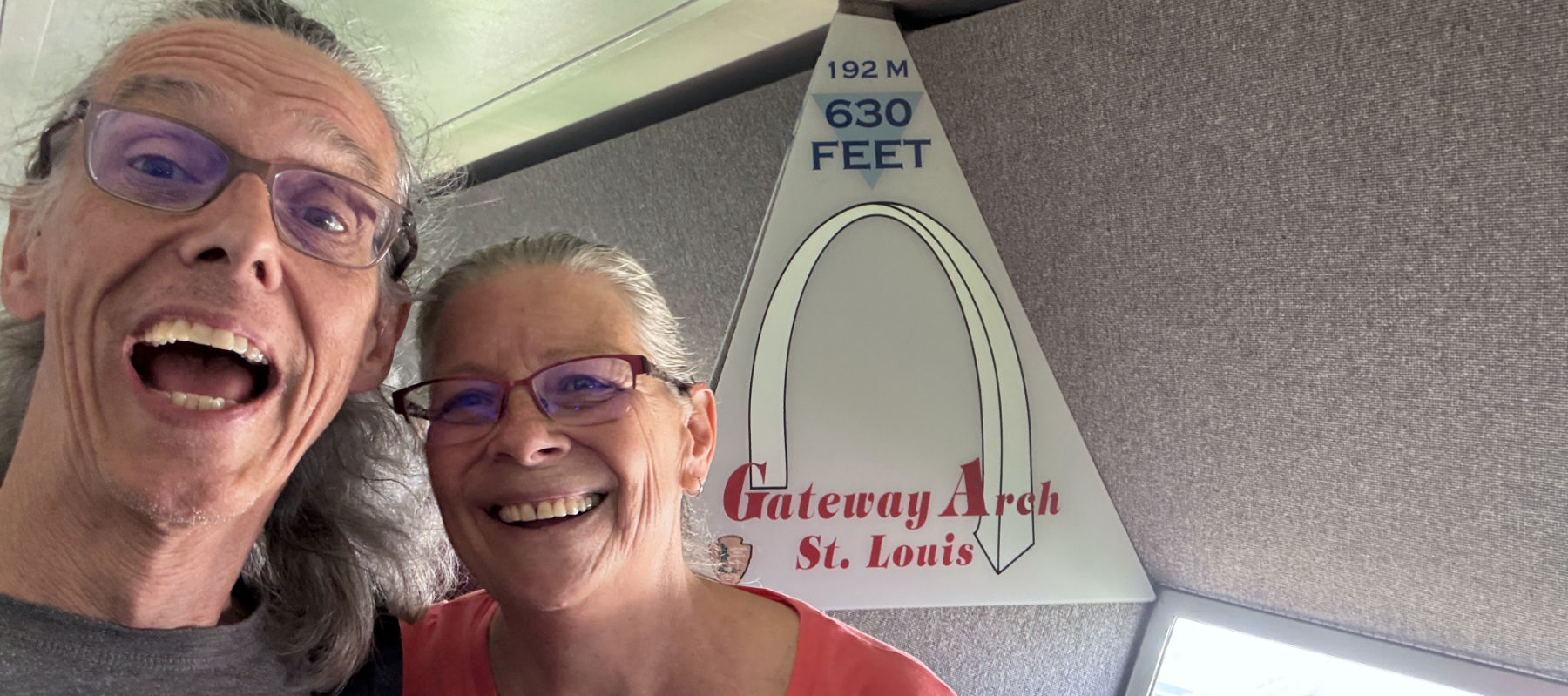 Bren & Scott selfie in the top of the arch.