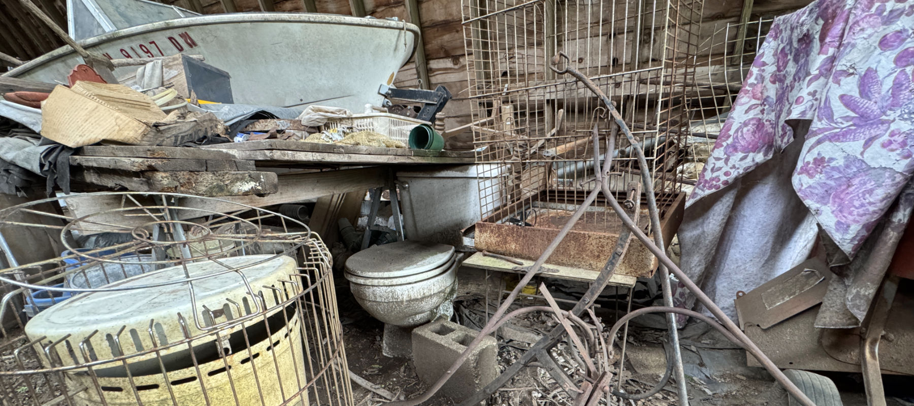 Hoarder Museum - the toilet & the birdcage