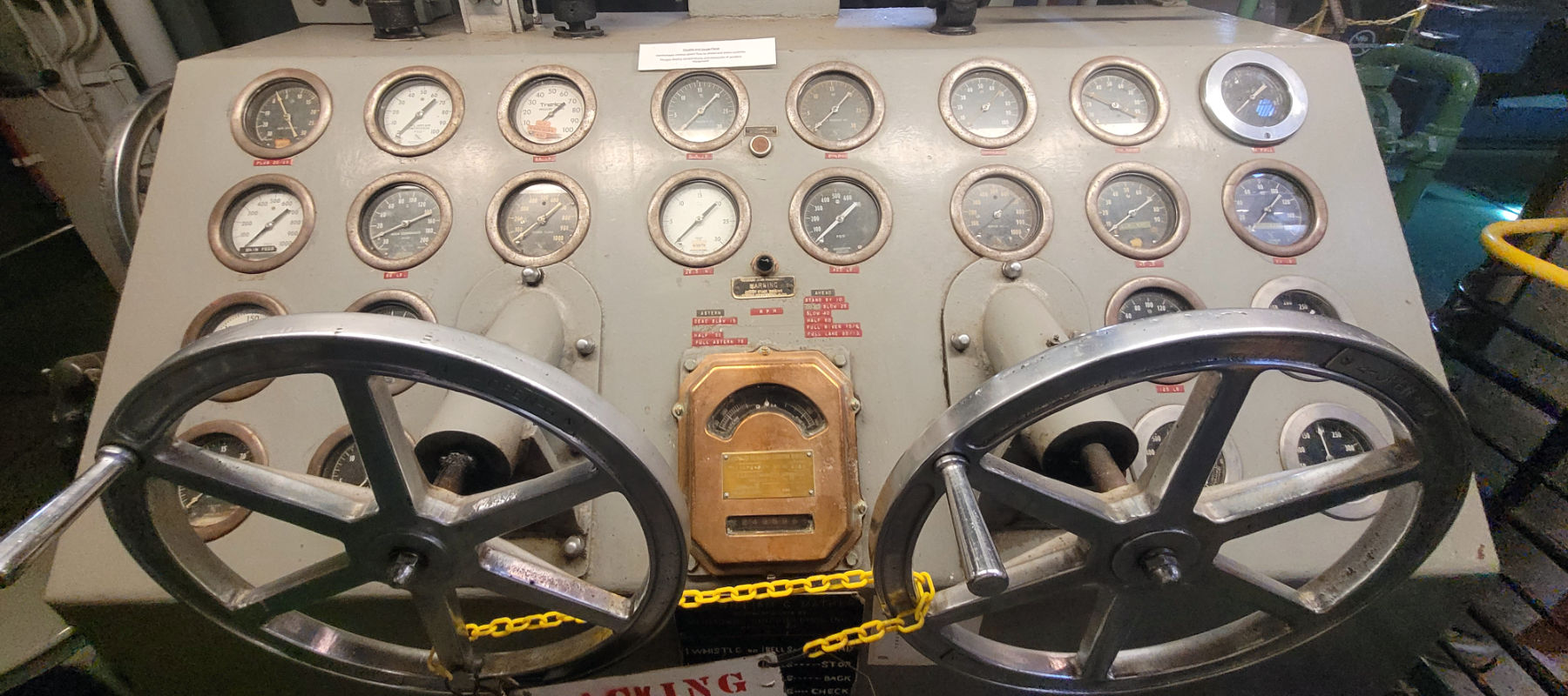 William G Mather Ship Museum - panel full of gauges.