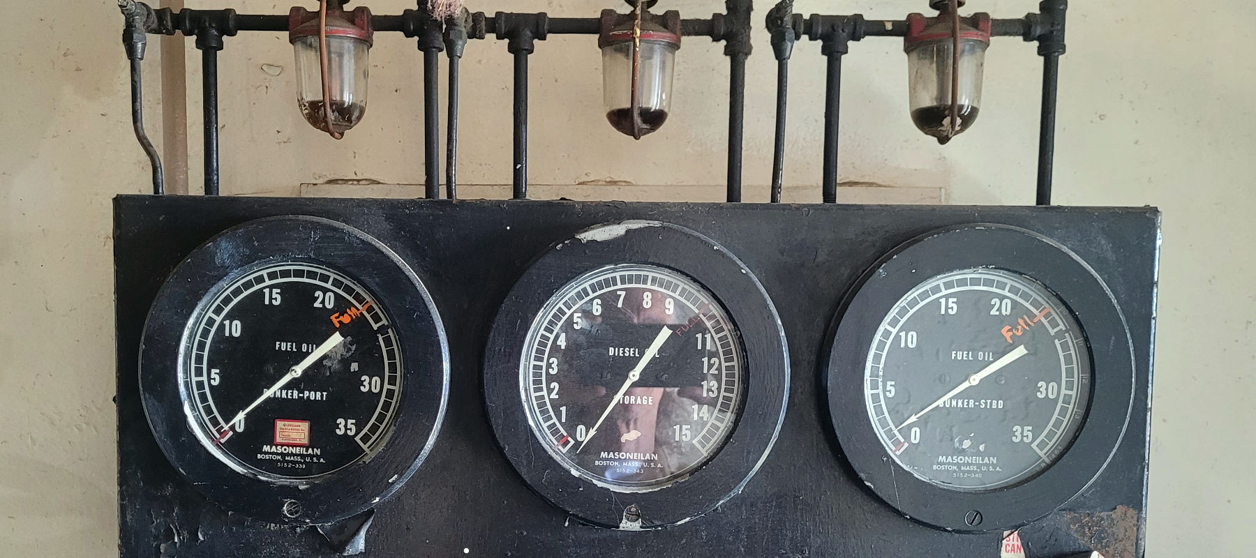 William G Mather Ship Museum - fuel oil gauges.