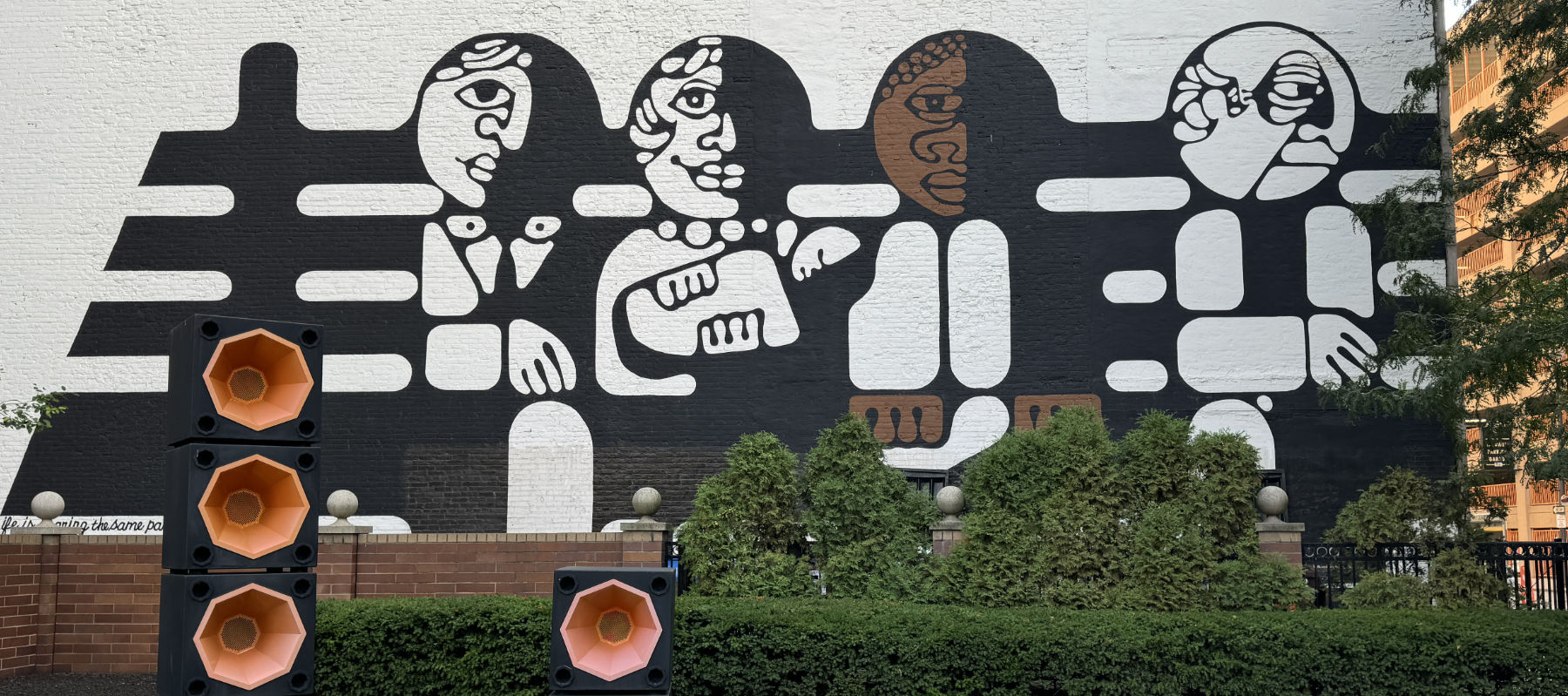 Downtown; Building mural.